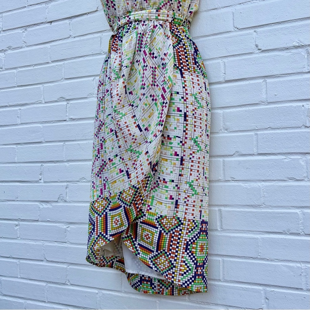 Charlie Jade Mosaic Print 100% Silk Strapless Side Tie Dress, SZ S NWT - Picture 4 of 7